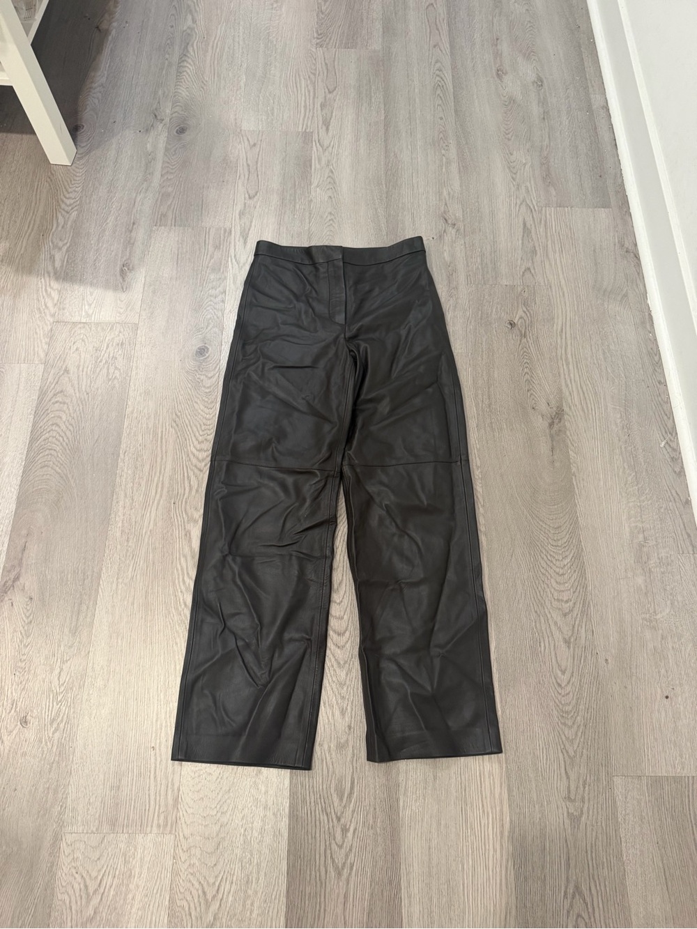 Ann Taylor Dark Brown Genuine Leather Wide Leg Pants
